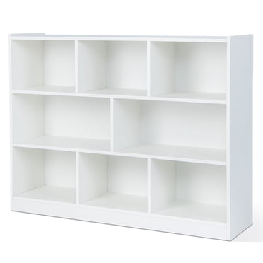 Costway Bibliothèque Ouverte à 3 Niveaux Armoire de Rangement Autoportante à 8 Cubes Armoire d'Exposition Blanche