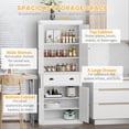 thumbnail image 4 of HOMCOM Garde-Manger de Cuisine, Armoire Buffet Autoportante avec 4 Portes, Blanc, 4 of 10