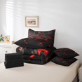 thumbnail image 5 of YST Ensemble de Literie 7 Pcs Rouge Géométrique, Carreaux Abstraits Modernes, Grand Lit, 7 Pcs, 5 of 5