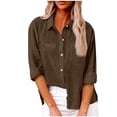thumbnail image 1 of Timegard Womens Shirts Lapel Neck Long Sleeve Button up Side Split Work Casual Loose Blouse with Pocket, 1 of 5