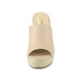 thumbnail image 2 of BLISSFUL STEP Chaussures pour Femmes Talon Compensé Bout Ouvert Espadrilles Mules à Plateforme Beige 10, 2 of 8