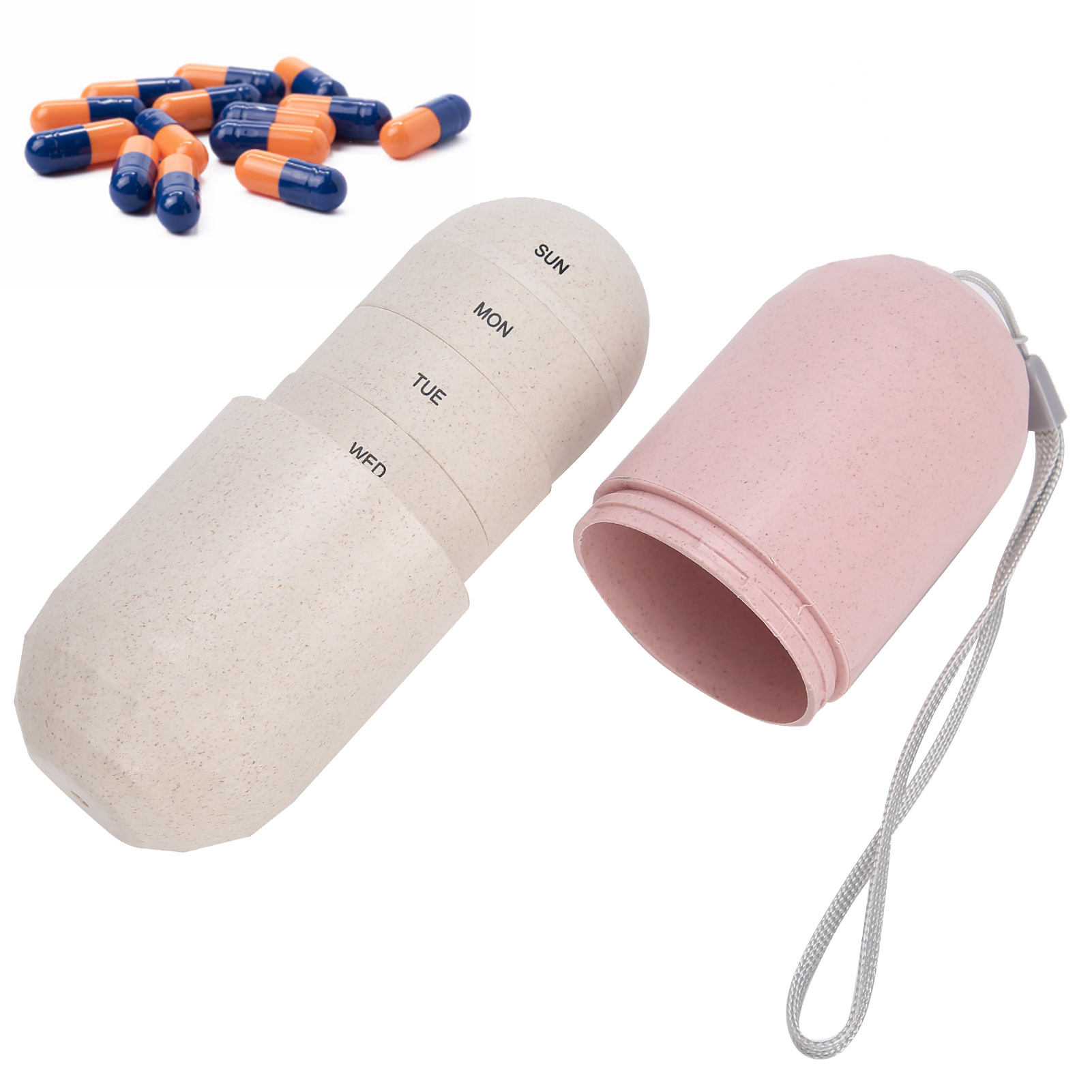 Gupbes Pills Organizer Weekly Shape Medicine Case Portable 7 Day Travel Pills Container,Weekly Pills Case,7 Day Pills Case