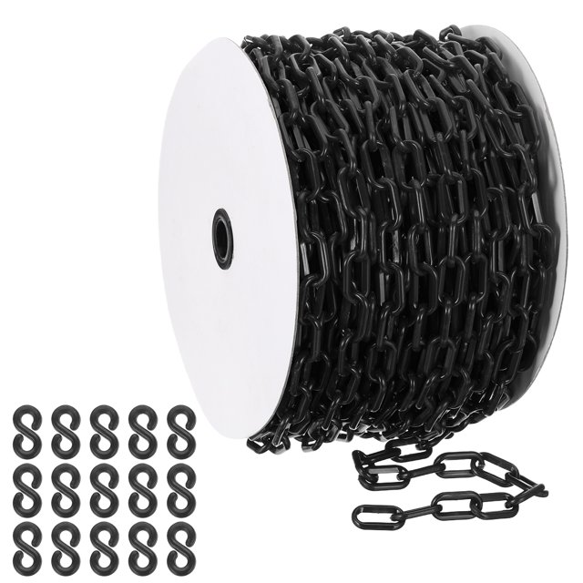 Uxcell Black Plastic Chain, 164 ft 6mm Safety Barrier Chain for Crowd Control