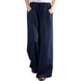 thumbnail image 1 of Pantalon Grand en Coton et Lin pour Femmes, Habillé Décontracté, Couleur Unie, Taille Haute, Pantalon de Détente, Pantalon Capri d'Entraînement pour Femmes, 1 of 5