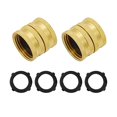 thumbnail image 1 of 2Pcs Garden Hose Connector, Brass Double Female Swivel Fitting with Washers Gold, 1 of 4