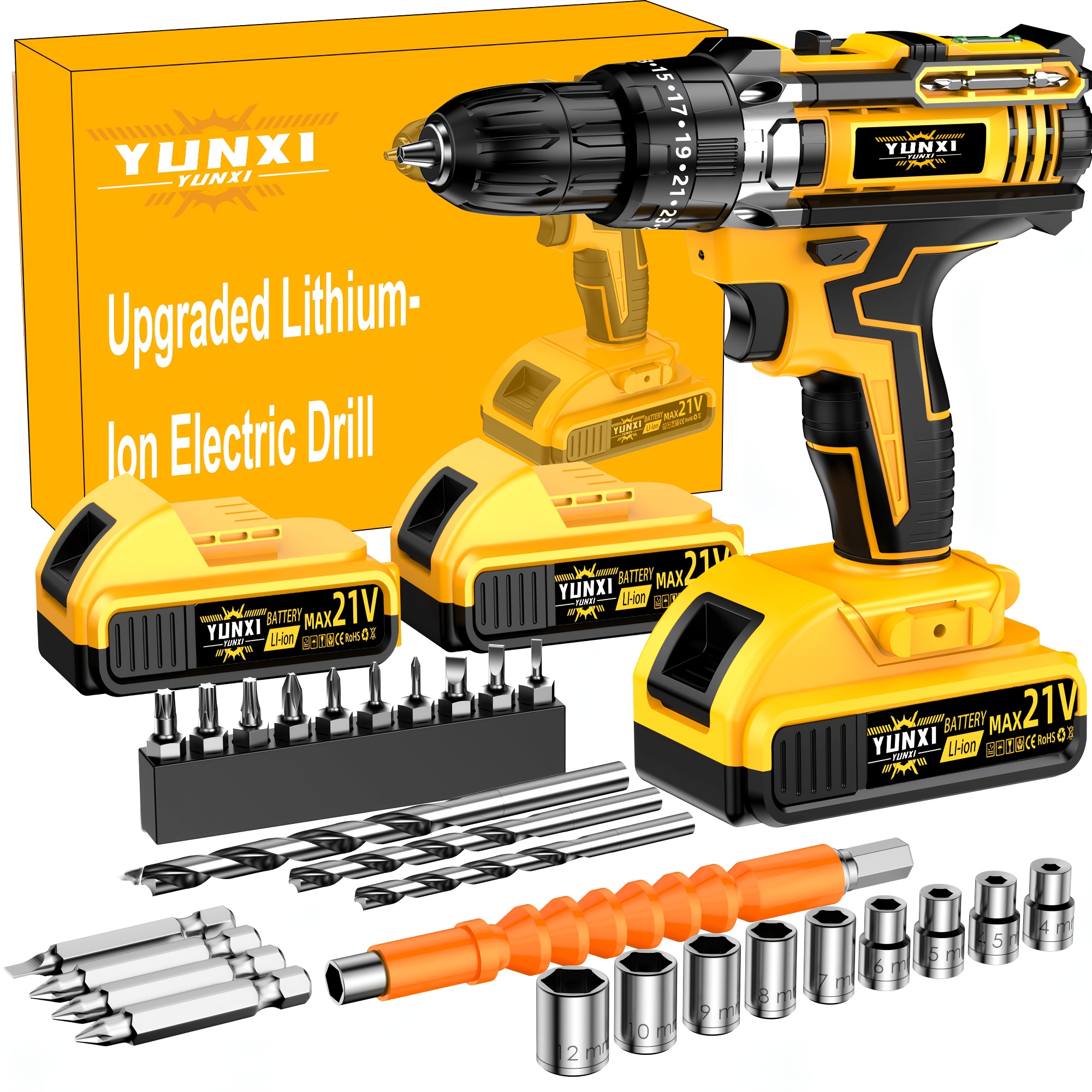 21V Cordless Drill Set, Electric Screwdriver with Battery, Portable Power Drill for Home, Multifunctional Tool Kit with Long Battery Life