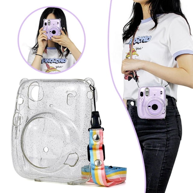 AMERTEER Convient pour Instax Mini 11 Appareil Photo Instantané Coque de Rangement Transparente Coque en Poudre Flash Manchon Protecteur Anti-Rayures Sac de Rangement pour Appareil Photo Anti-Chute