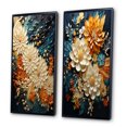 thumbnail image 3 of Designart "Orange Teal botanic Whirlwind II" Abstract Botanicals Framed Wall Art Set Of 2 - Orange Floral Gallery Wall Frame Set For Home Decor, 3 of 6