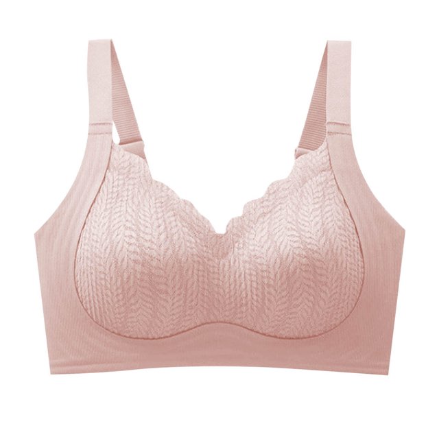 VEKDONE Woman's Embroidery Back Buckle Thin Style Ventilate Bra Without Steel Rim Pink L