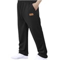 thumbnail image 1 of Black Track Athletic Brunch Jogger Trousers Pants for Mens Summer Fall Loose Fit Ruched Straight Leg Elastic Waist Basic Long Leg Trousers Pants Sweat Pants Mens 2025 L, 1 of 9