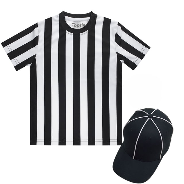 TOPTIE Children's Referee Shirt Set, Sports Football Shirt, Umpire Hat-XL