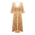 thumbnail image 4 of WTXUE Robes d'Été pour Femmes 2024, Robe Longue Décontractée à Col en V, Ample et Polyvalente, Robe de Plage, Robe Florale pour Femmes, Robe Jaune Femmes, Jaune TG, 4 of 4