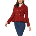 thumbnail image 1 of INSPIRE CHIC Women's Elegant Lapel Button Blazer Long Sleeve Ruffle Hem Work Wool Short Coat Burgundy S, 1 of 5
