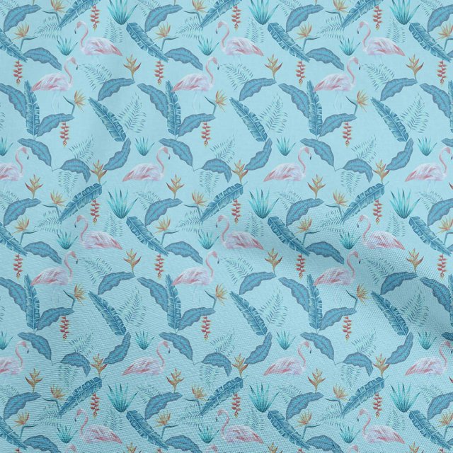 oneOone Cotton Poplin Light Blue Fabric Tropical Craft Projects Decor Fabric Printed By The Yard 42 Inch Wide