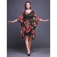 thumbnail image 2 of Bimba Fleur Femme Courte Plage Caftan Tenue de Plage Bikini Couvre-Maillot Robe Midi-P-L, 2 of 5