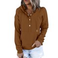 thumbnail image 1 of Timegard Hoodies for Women Button Long Sleeve Sweatshirts Pullover Fall Winter Loose Top with Pocket, 1 of 6