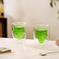 thumbnail image 1 of Borosilicate Glass Double Wall Skull Shaped Tumblers Set Of 2 - Clear, 250ml Each | Stylish Glasses For Cocktails, Parties, Margaritas - Dishwasher Safe, Transparent, Elegant, 1 of 5