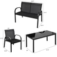 thumbnail image 2 of Costway 4 PCS Patio Furniture Set Sofa Coffee Table Steel Frame Garden Deck Black, 2 of 8