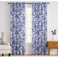 thumbnail image 1 of Vargottam 84 Inch Rod Pocket/Back Tab Cotton Curtains for Windows and Doors- Light Filtering Cotton- Light Filtering Drapes For Doors- Set of 2 Panels, 52"x84"- Botanical Flower Print (Blue), 1 of 8