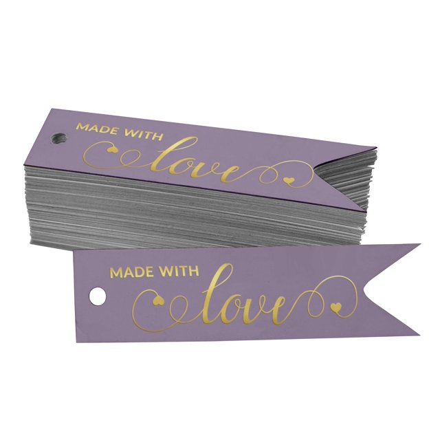 Inkdotpot Real Gold Foil Made With Love Text Tags Favor Hang Paper Tags 100 Pieces