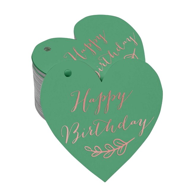Inkdotpot Real Rose Gold Foil Happy Birthday Tag Favor Hang Paper Tag 100 Pieces