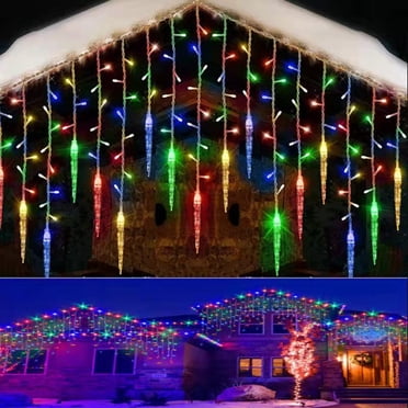 RKSTN Lumières Décoratives de Noël LED Barres de Glace, Lumières de Glaçons Lumières de Rideau, Contrôleur à Huit Fonctions pour Intérieur Extérieur Jour de Noël Lumières Décoratives d'Ambiance Cadeaux de Noël