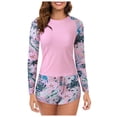 thumbnail image 1 of Kcodviy Femmes 2 Pcs Long Femmes Manches Longues Garde Manche Maillot Dermoprotecteur avec Garde pour Femmes Manches Courtes Soutien-Gorge Intégré Maillots de Bain Court Garde Upf 50+ Chandail de Bain avec Bas Culottes Garçonnes, 1 of 7