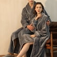 thumbnail image 4 of Gift TIMIFIS Mens Womens Robe Soft Plush Fleece Hooded Bathrobe, Full Length Long Warm Lounge Robe Spa Bath Robe with Hood pring/Summer, 4 of 6