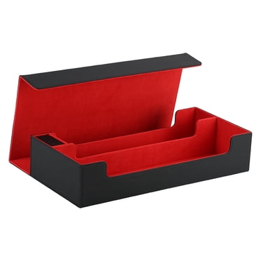 Bunblic Card Deck Box Game Card Storage Strong Premium Organizer Can Holds 600+ Cards Standard Sleeved Cards Holder Sports Cards Case Black Orange
