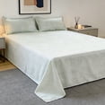 thumbnail image 4 of Gingham Washed Cotton 3-Piece Bedding Set – Flat Sheet & 2 Pillowcases – Solid Color Minimalist Bed Sheet Set for Bedroom, Holiday Gift, 4 of 5