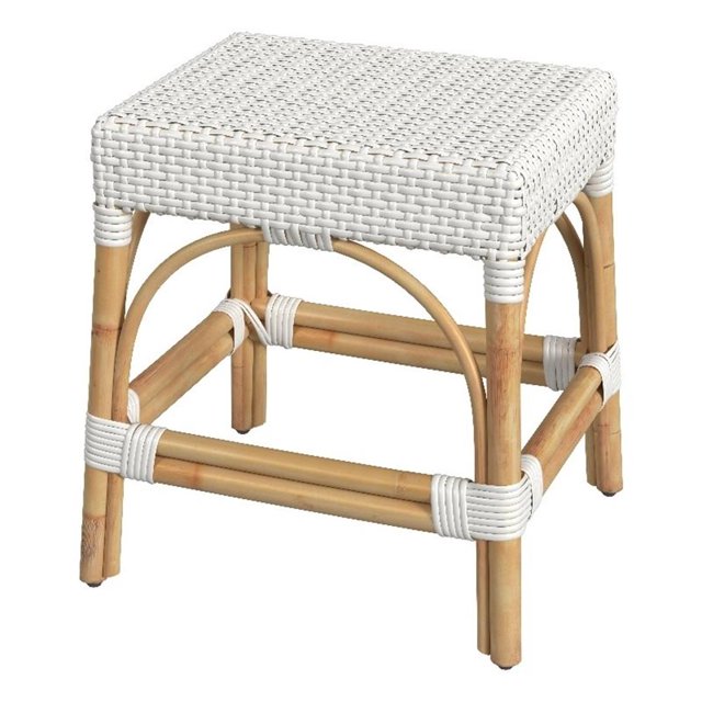 Butler Specialty Company Robias Rattan Rectangular 18" Dining Stool - White