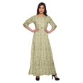 thumbnail image 1 of Moomaya Printed Round Neck 3/4 Sleeve Long Maxi Dress With Drawstring Waist, 1 of 3