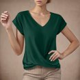 thumbnail image 2 of Summer T Shirts for Women V-Neck Short Sleeve Casual Tops Solid Color Basic Tees, 2 of 4