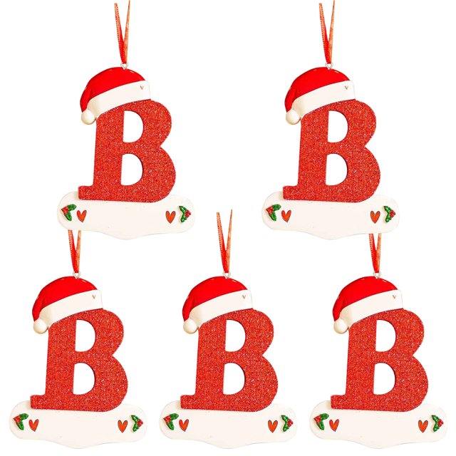 Agiferg Noël Petit Chapeau Rouge Lettre Pendentif DIY Nom Inscriptible 26 Lettre Pendentif 5PCS
