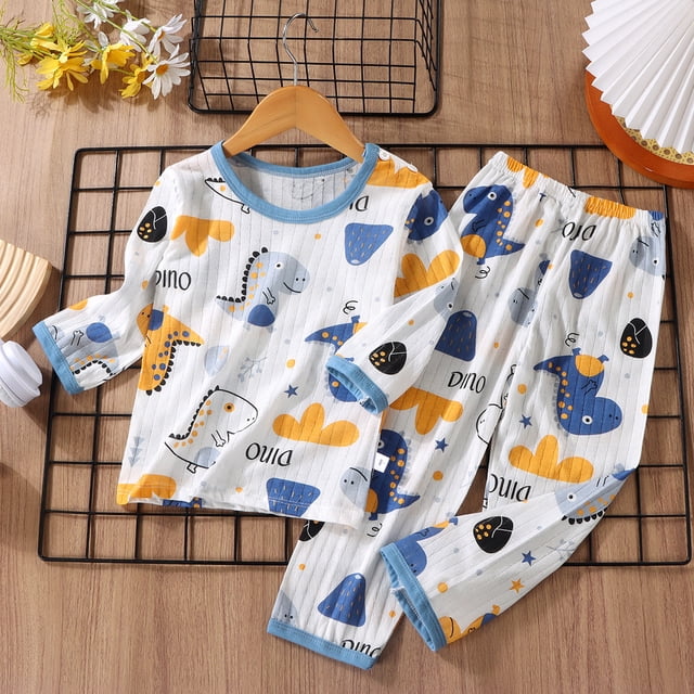 Ensemble de Pyjama pour Tout-Petit Garçon Été Chandail à Enfiler Col Ras du Cou Doux Tenues d'Été pour Filles Ensemble Pyjamas pour Enfants Filles 3T 4T