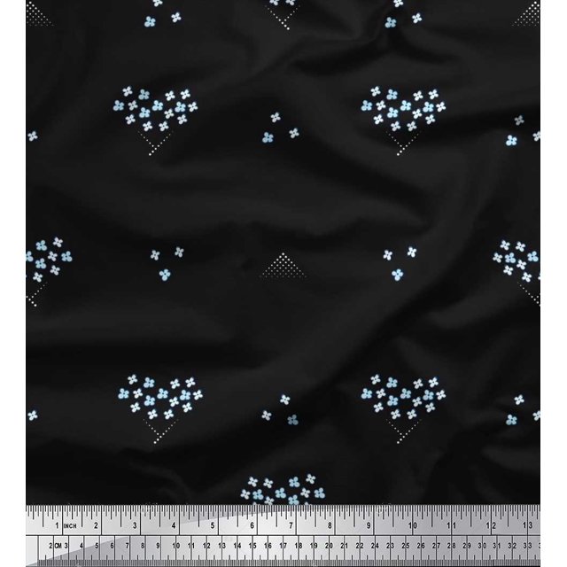Soimoi Poly Georgette Fabric Dot & Floral Artistic Decor Fabric Printed Yard 42 Inch Wide