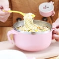 thumbnail image 1 of Pisexur Stainless Steel Double Layer Insulated Rabbit Fast Food Cup Large Capacity Plastic Stainless Steel Bowl With Lid Instant Noodle Bowl Pink,Free Size, 1 of 7