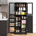 thumbnail image 2 of Costway 63.5" Tall Kitchen Pantry Storage Cabinet with Glass Door Storage Shelves Black, 2 of 10