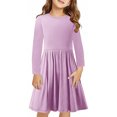 thumbnail image 2 of Rbaofujie Robe à Manches Longues pour Filles, Robes Décontractées pour Enfants, Robe Patineuse Évasée pour l'École et les Fêtes, 4-13 Ans, 2 of 9