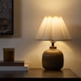 thumbnail image 3 of Mainstays 12.5" Ceramic Modern Scalloped Desk Lamp, Brown, 3 of 5