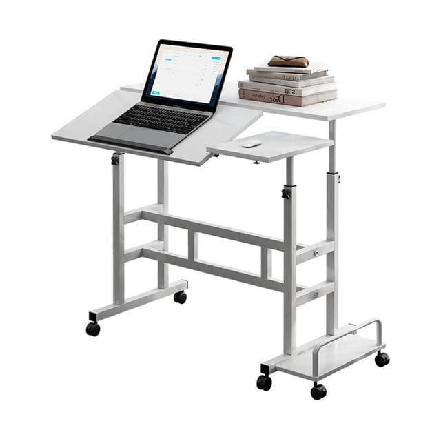 YUSAZENS Small Mobile Standing Desk, Compact Rolling Desk with Adjustable Height for Home Office and School Use, Easy to Move