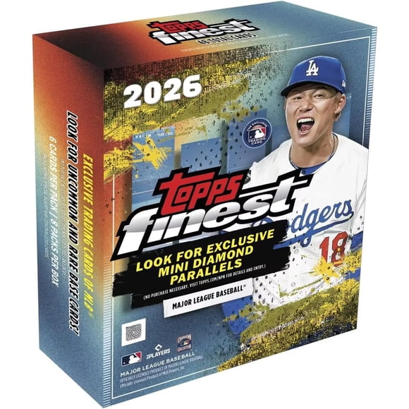 2026 Topps Finest MLB Baseball Mega Box, 8 Packs, 6 Cards per Pack, 48 Trading Cards