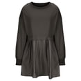 thumbnail image 4 of Pisexur Robe Chandail Surdimensionnée pour Femmes, Col Rond, Manches Longues, Patchwork, Robe d'Automne, Chandail à Enfiler, Hauts Amples et Fluides, Robe Chandail, Mini-Robe, 4 of 7