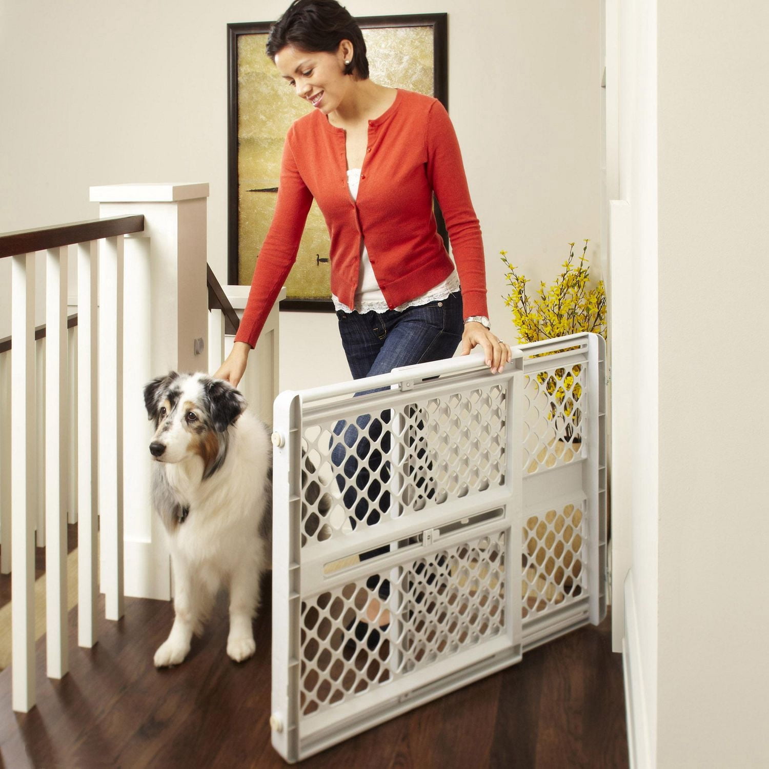 North States Pressure or Hardware-Mount Plastic Supergate Classic Baby or Pet Gate - Light Grey