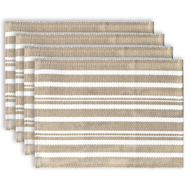 Fabstyles Broadway Stripe Cotton Placemats Set of 4 Machine Washable Heavyweight Table Mats Perfect for The Kitchen and Dining Table or Outdoor Tables