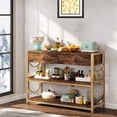thumbnail image 1 of AKDSteel Table Console de Luxe Léger avec Tiroirs, Table d'Entrée Brun Rustique avec Cadre en U Doré et Deux Étagères, 1 of 7