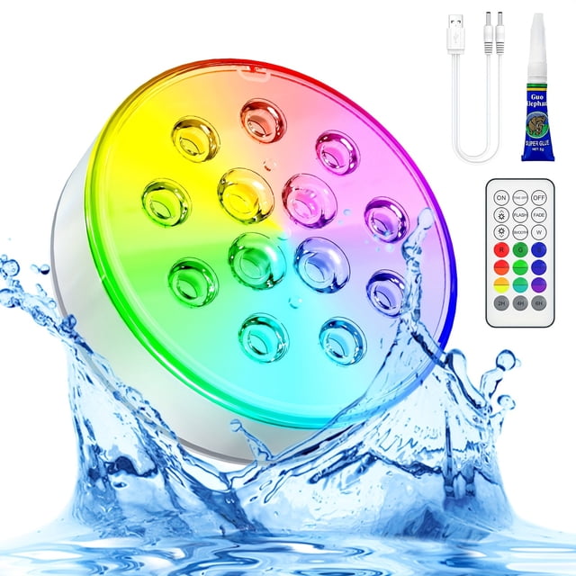 HLONK CRISLEX Rechargeable Pool Lights for Above Ground Pool Hot Tub Accessories - Upgraded Submersible LED Lights With Remote 16 Colors Lithium Battery USB Charging - For Pool Bath