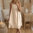 thumbnail image 2 of cfhntfmh Summer Dresses for Women Cute Ribbed Ruched Spaghetti Strap Sleeveless Nightwear Lounge Ruffle Hem Pajama Dress, 2 of 5