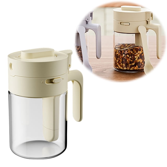 Binwennn Tall Food Storage Containers Kitchen Containers Snack Storage ABS Transparent Glass Jar With Lid And Spoon Flexible Storage Containers Discharging Airtight Container Lockable Canister Small