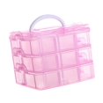 thumbnail image 3 of yuksok 18 Grid Organizer Box 3 Layer Storage Container for Beads Embroidery Jewelry Pink, 3 of 9